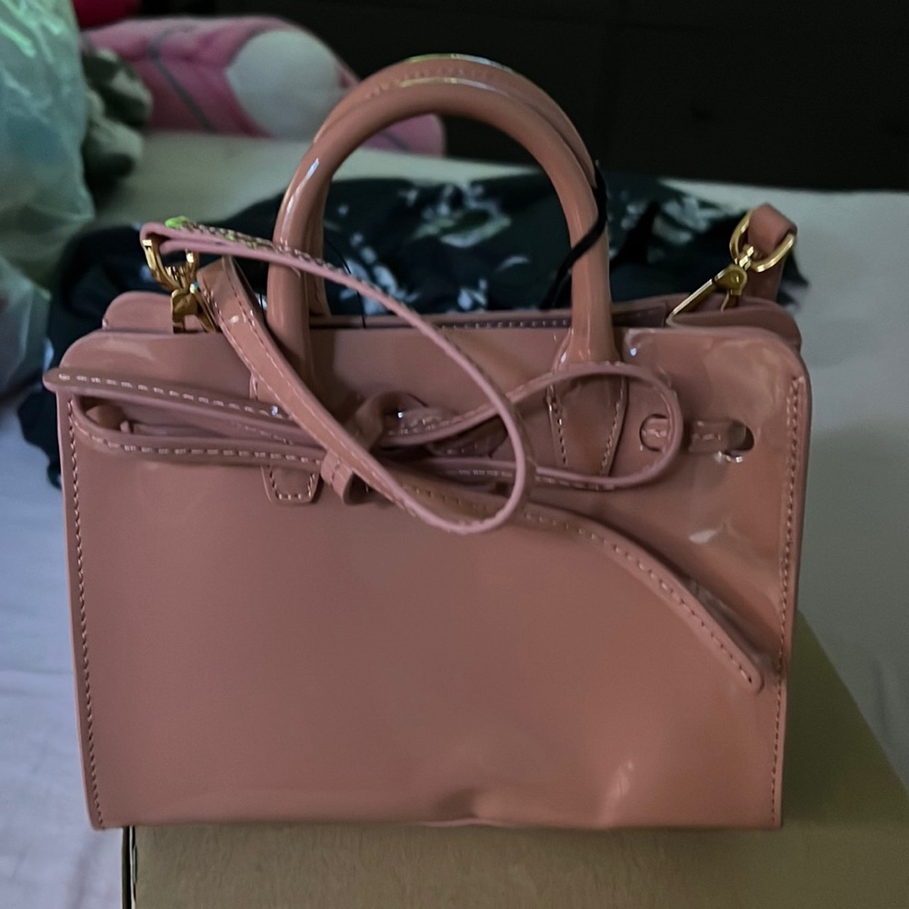 BNWT Mansur Gavriel Patent mini mini Sun bag in blush